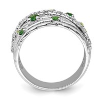 Sterling Silver Rhodium-plated Chrome Diopside and Peridot Ring view 2