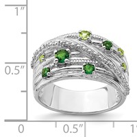 Sterling Silver Rhodium-plated Chrome Diopside and Peridot Ring view 4