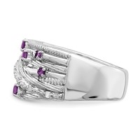 Sterling Silver Rhodium-plated Polished Amethyst and Diamond Ring view 4