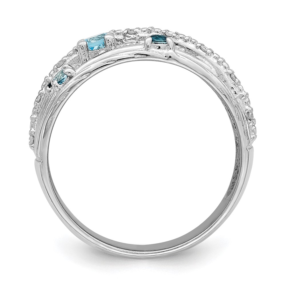 Sterling Silver Rhodium-plated London Blue Topaz and Diamond Ring (QR7134-8)