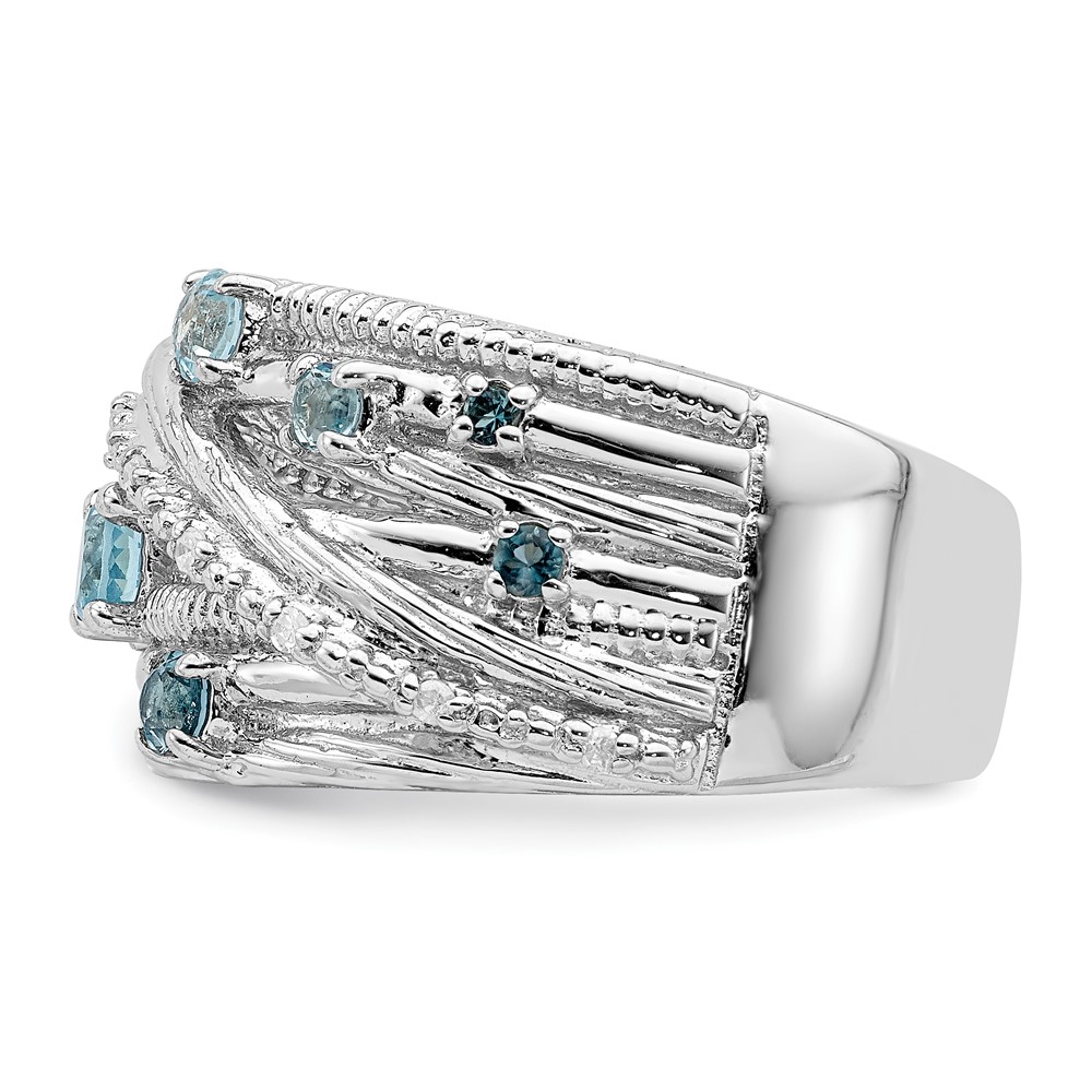 Sterling Silver Rhodium-plated London Blue Topaz and Diamond Ring (QR7134-8)