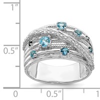 Sterling Silver Rhodium-plated London Blue Topaz and Diamond Ring view 3