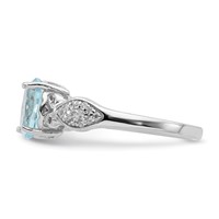 Sterling Silver Rhod-plated Polished Blue Topaz and White CZ Ring view 3