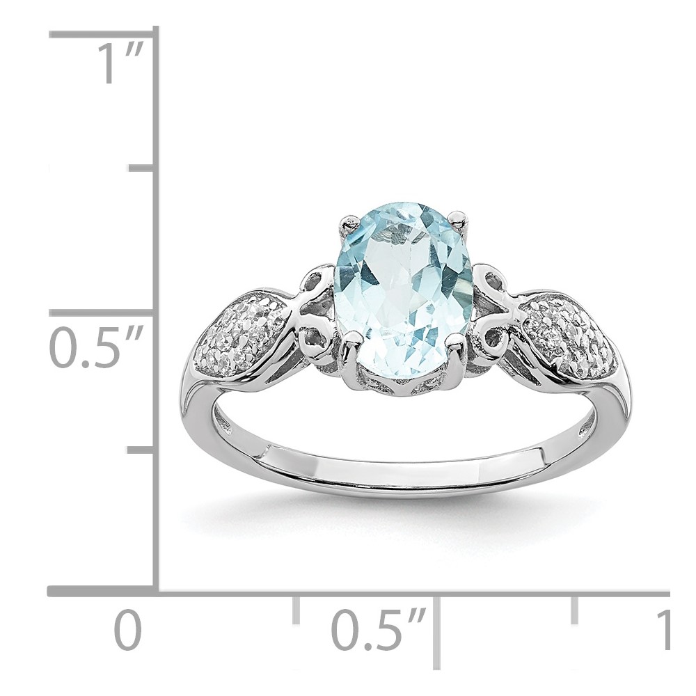 Sterling Silver Rhod-plated Polished Blue Topaz and White CZ Ring (QR7136-8)