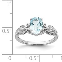 Sterling Silver Rhod-plated Polished Blue Topaz and White CZ Ring view 5