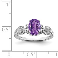 Sterling Silver Rhod-plated Polished Amethyst and White CZ Ring view 5