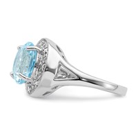 Sterling Silver Rhodium-plated 10mm Round Blue Topaz & CZ Ring view 3