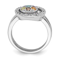 Sterling Silver Rhodium-plated Multi-gemstone with Halo 2 Ring Set view 2