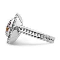 Sterling Silver Rhodium-plated Multi-gemstone with Halo 2 Ring Set view 3