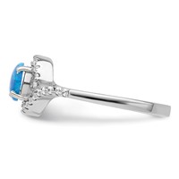 Sterling Silver Rhodium-plated Created Blue Opal CZ Halo Ring view 3