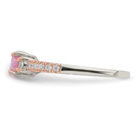 Sterling Silver Rose-tone Created Pink Opal and CZ Ring view 3