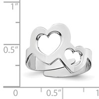 Sterling Silver Rhodium-plated Two Hearts Adjustable Ring view 3