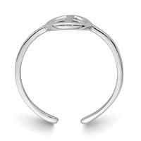 Sterling Silver Rhodium-plated Peace Sign Toe Ring view 2
