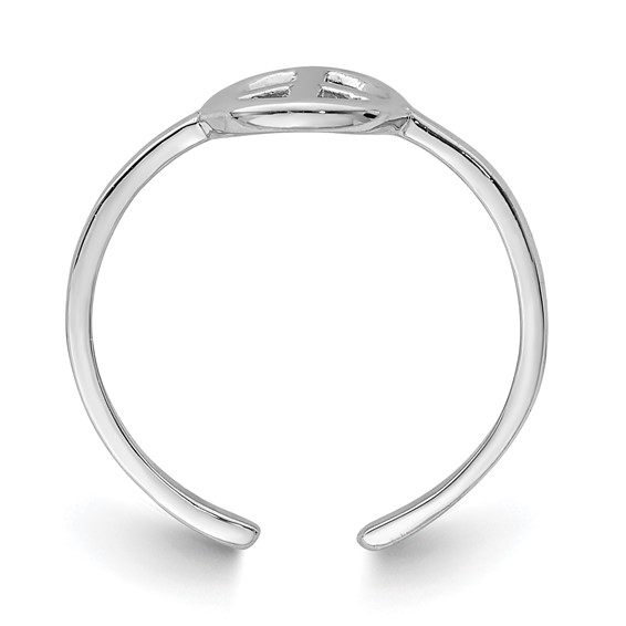 Sterling Silver Rhodium-plated Peace Sign Toe Ring