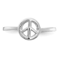 Sterling Silver Rhodium-plated Peace Sign Toe Ring view 5