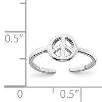 Sterling Silver Rhodium-plated Peace Sign Toe Ring view 4
