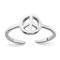 Sterling Silver Rhodium-plated Peace Sign Toe Ring view 1