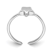 Sterling Silver Rhodium-plated Polished Star Toe Ring view 2