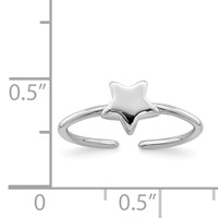 Sterling Silver Rhodium-plated Polished Star Toe Ring view 4