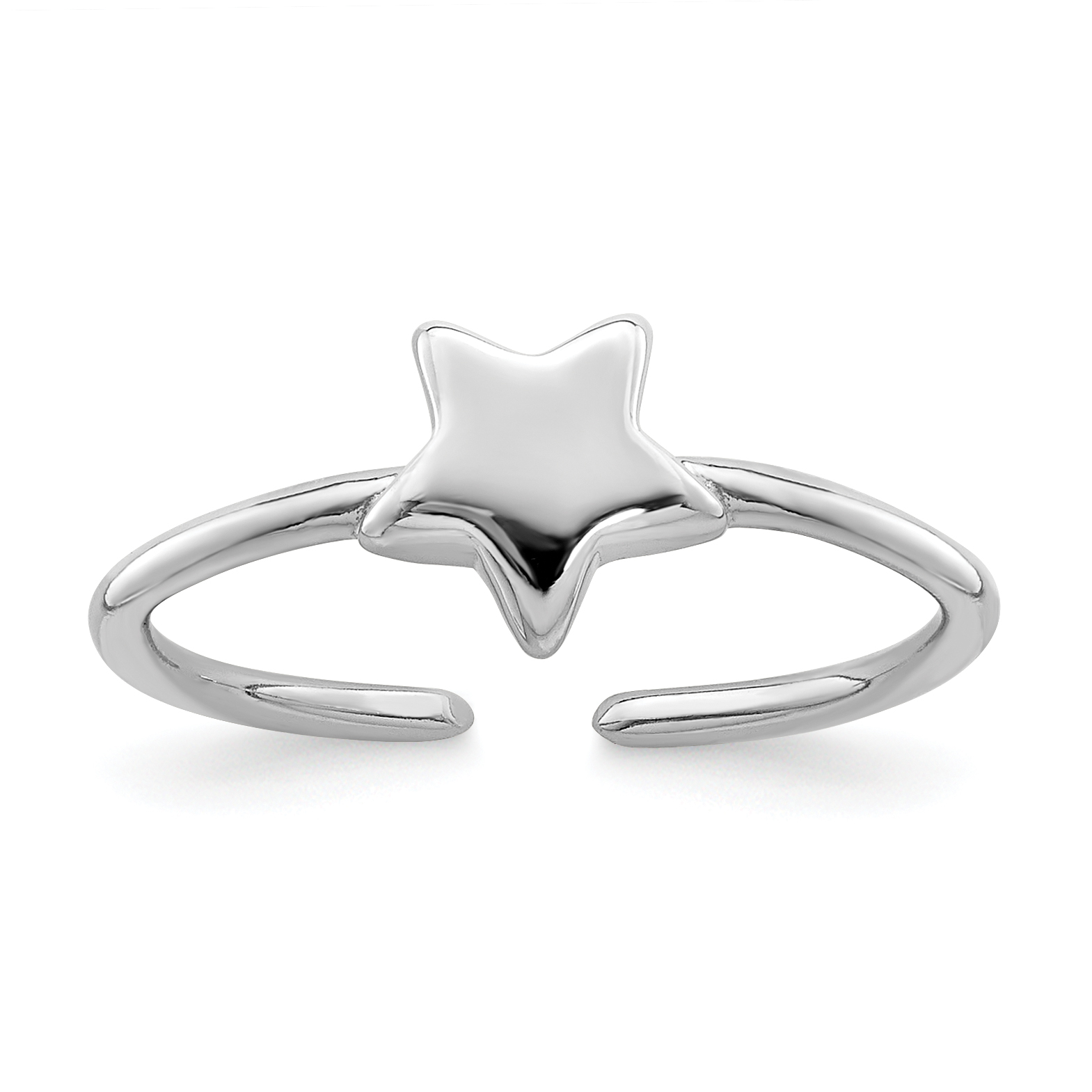 Sterling Silver Rhodium-plated Polished Star Toe Ring (QR7162)