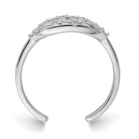 Sterling Silver Rhodium-plated Enameled & CZ Eye Toe Ring view 2