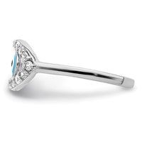 Sterling Silver Rhodium-plated Enameled & CZ Eye Toe Ring view 3