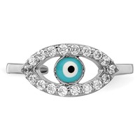 Sterling Silver Rhodium-plated Enameled & CZ Eye Toe Ring view 5