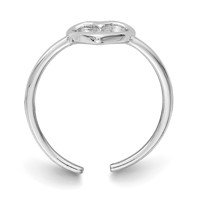 Sterling Silver Rhodium-plated Polished Heart Toe Ring view 2