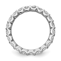 Sterling Shimmer Sterling Silver Rhodium-plated 3mm CZ 20 Stone Eternity Band view 2