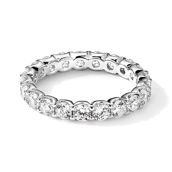 Sterling Shimmer Sterling Silver Rhodium-plated 3mm CZ 20 Stone Eternity Band
