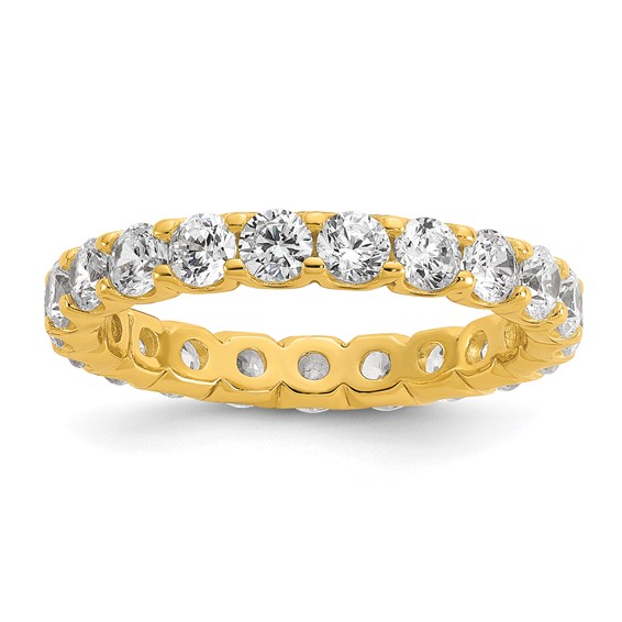 Sterling Shimmer Sterling Silver Gold-tone Flash Gold-plated 3mm CZ 20 Stone Eternity Band