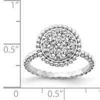 Sterling Shimmer Sterling Silver Rhodium-plated 8 Stone CZ Round Beaded Ring view 3