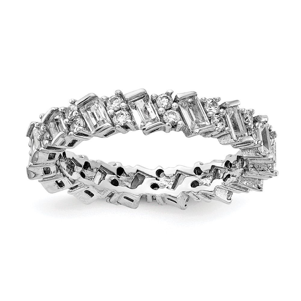 Sterling Shimmer Sterling Silver Rhodium-plated 45 Stone CZ Fancy Eternity Band