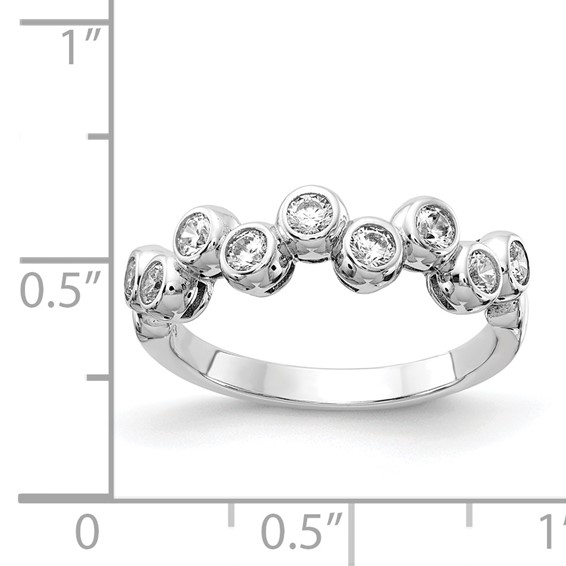 Sterling Shimmer Sterling Silver Rhodium-plated 9 Stone CZ Ring