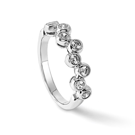 Sterling Shimmer Sterling Silver Rhodium-plated 9 Stone CZ Ring
