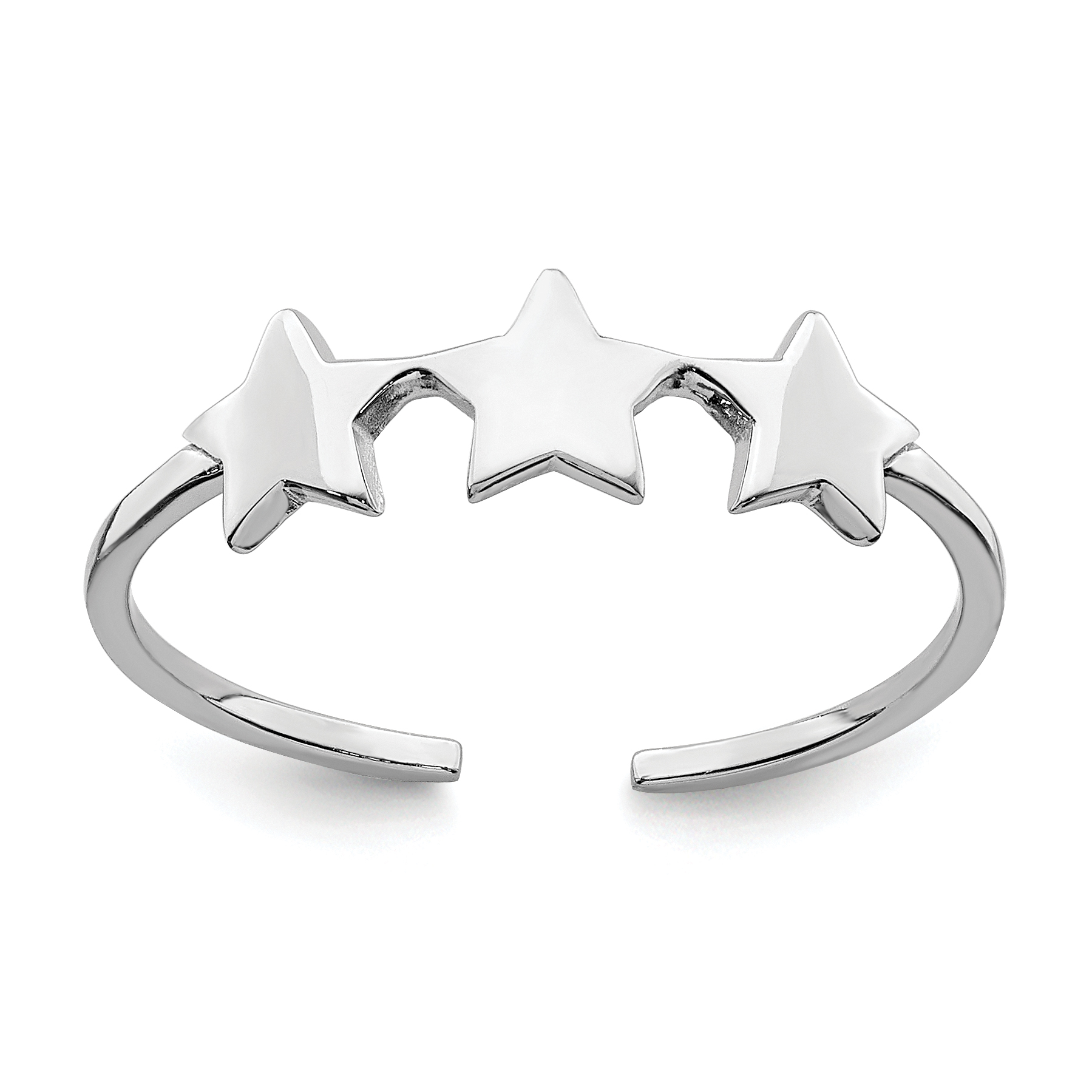 Sterling Silver Rhodium Plated Stars Adjustable Ring (QR7182)