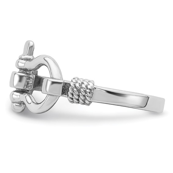 De-Ani Sterling Silver Rhodium-Plated Polished Shackle with Rope Trim Ring