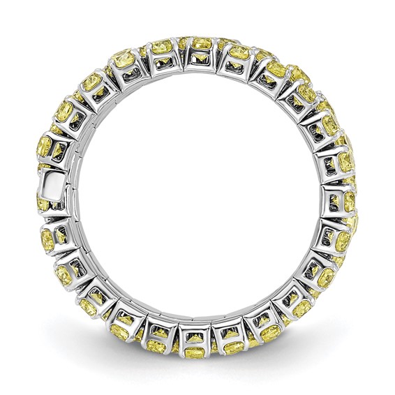 Sterling Silver Rhodium Plated November Yellow CZ Adjustable Ring