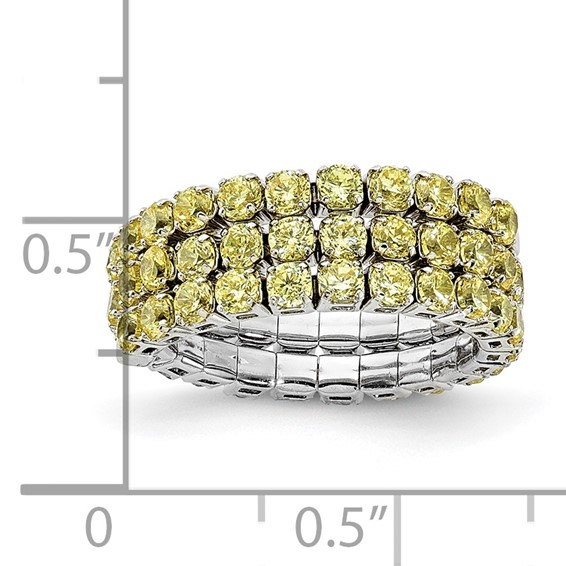 Sterling Silver Rhodium Plated November Yellow CZ Adjustable Ring