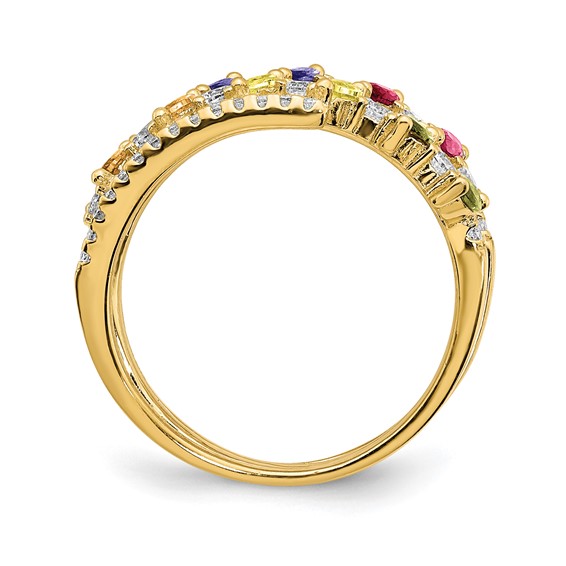 Prizma Sterling Silver Gold-tone 14K Flash Gold-plated Colorful Marquise CZ Ring