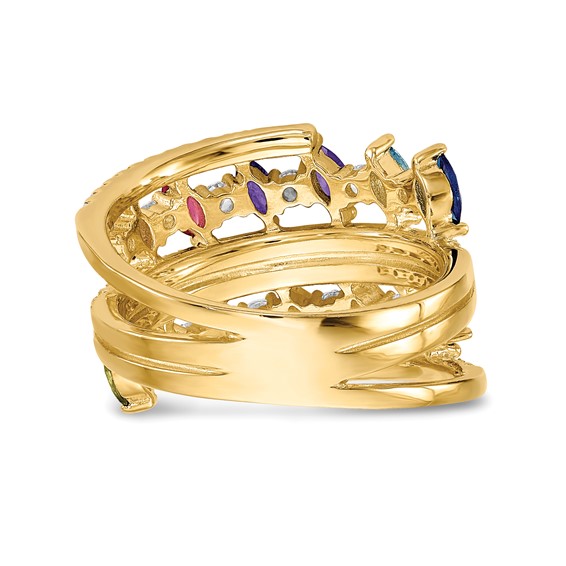 Prizma Sterling Silver Gold-tone 14K Flash Gold-plated Colorful Marquise CZ Ring