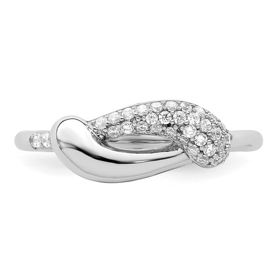 Sterling Silver Rhodium-plated CZ Fancy Ring
