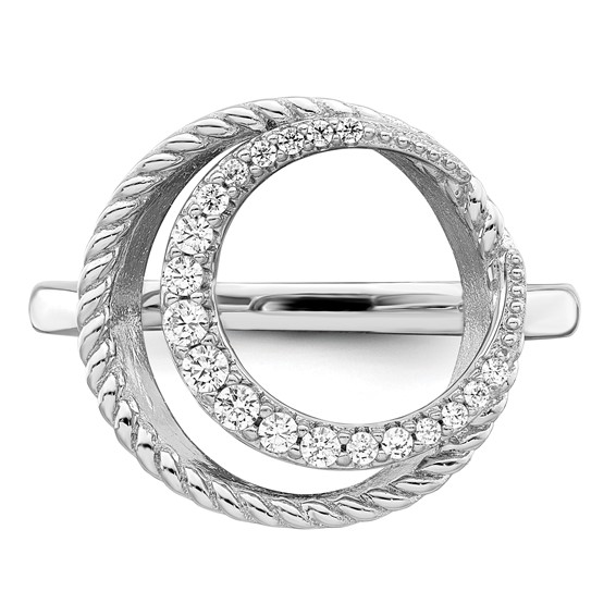 Sterling Silver Rhodium-plated CZ Circle Ring