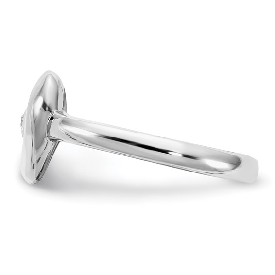 Sterling Silver RH-plated Rose Gold-plated Polished Satin Diamond Heart Rin