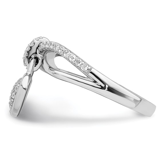 Sterling Silver Rhodium-plated CZ Heart Dangle Ring