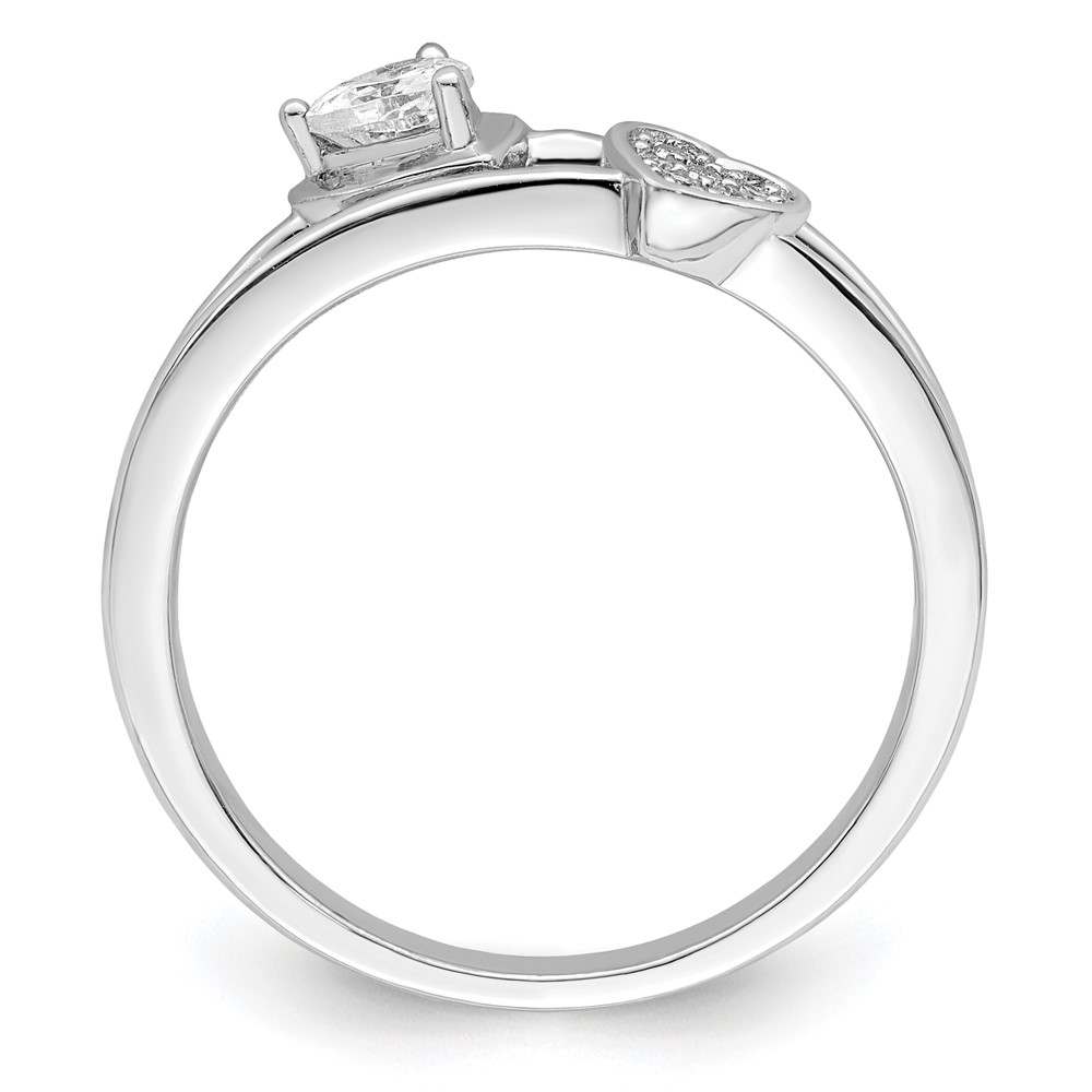 Sterling Silver Rhodium plated CZ Hearts Ring (QR7205-8)