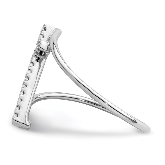 Sterling Silver Rhodium-plated Polished CZ Cross Ring