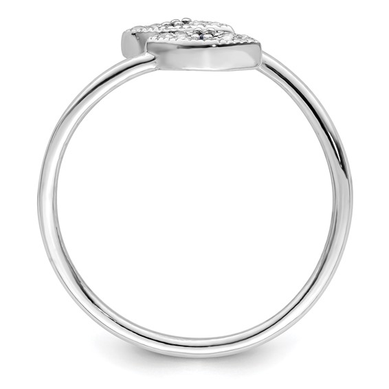 Sterling Silver Rhodium-plated Polished Blue & White CZ Eye Adjustable Ring