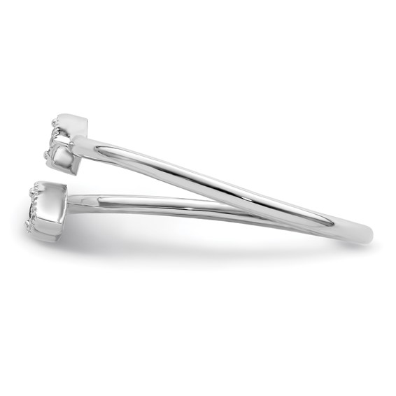 Sterling Silver Rhodium-plated Polished Blue & White CZ Eye Adjustable Ring