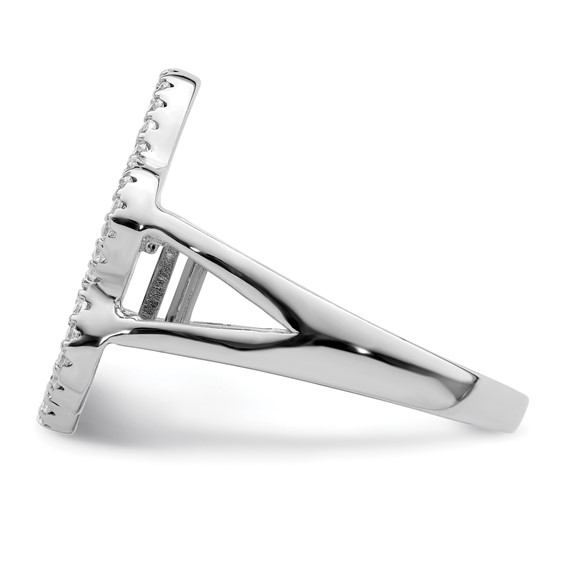 Sterling Silver Rhodium-plated Polished CZ Paw Print Ring